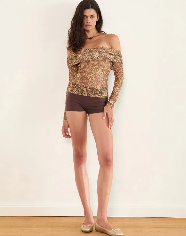 Nanila Top in Cluster Floral Brown