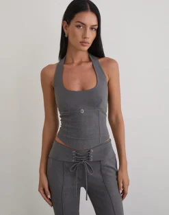 Nasya Halter Top in Tailoring Charcoal