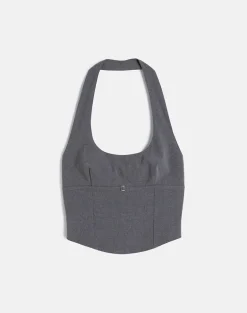 Nasya Halter Top in Tailoring Charcoal