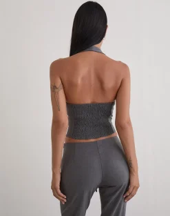 Nasya Halter Top in Tailoring Charcoal