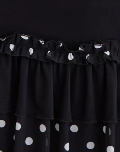 Navya Wrap Mini Dress in Polka Black and White