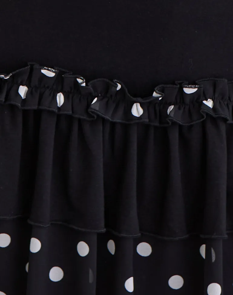 Navya Wrap Mini Dress in Polka Black and White