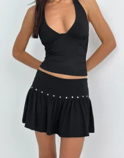 Nefety Studded Skirt in Jersey Black