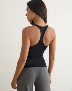 Nemue Plunge Racerback Top in Black