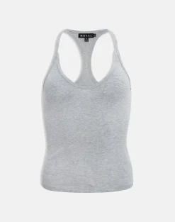 Nemue Plunge Racerback Top in Grey Marl