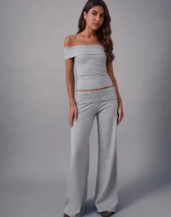 Nevivi Foldover Trouser in Studded Grey Marl