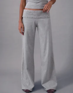 Nevivi Foldover Trouser in Studded Grey Marl