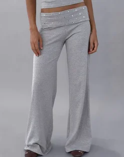 Nevivi Foldover Trouser in Studded Grey Marl