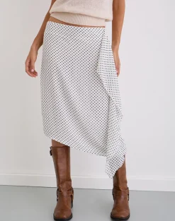 Neza Midi Skirt in White Basic Polka Black