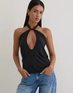 Nezuko Multi Tie Long Sleeve Top in Cupro Black