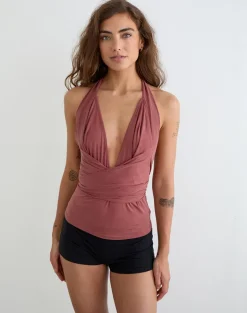 Nezuko Multi Tie Long Sleeve Top in Cupro Dark Rose