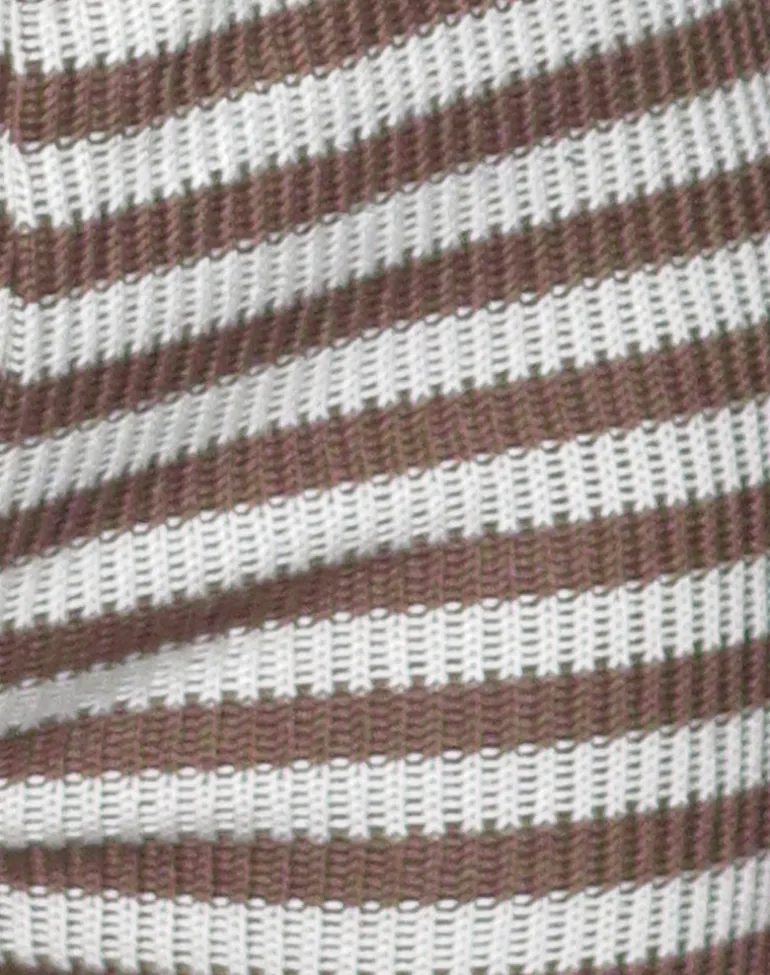 Nikaya Shorts in Knit Stripe White and Brown