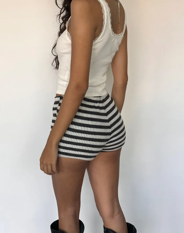Nikaya Shorts in Stripe Knit Black and White