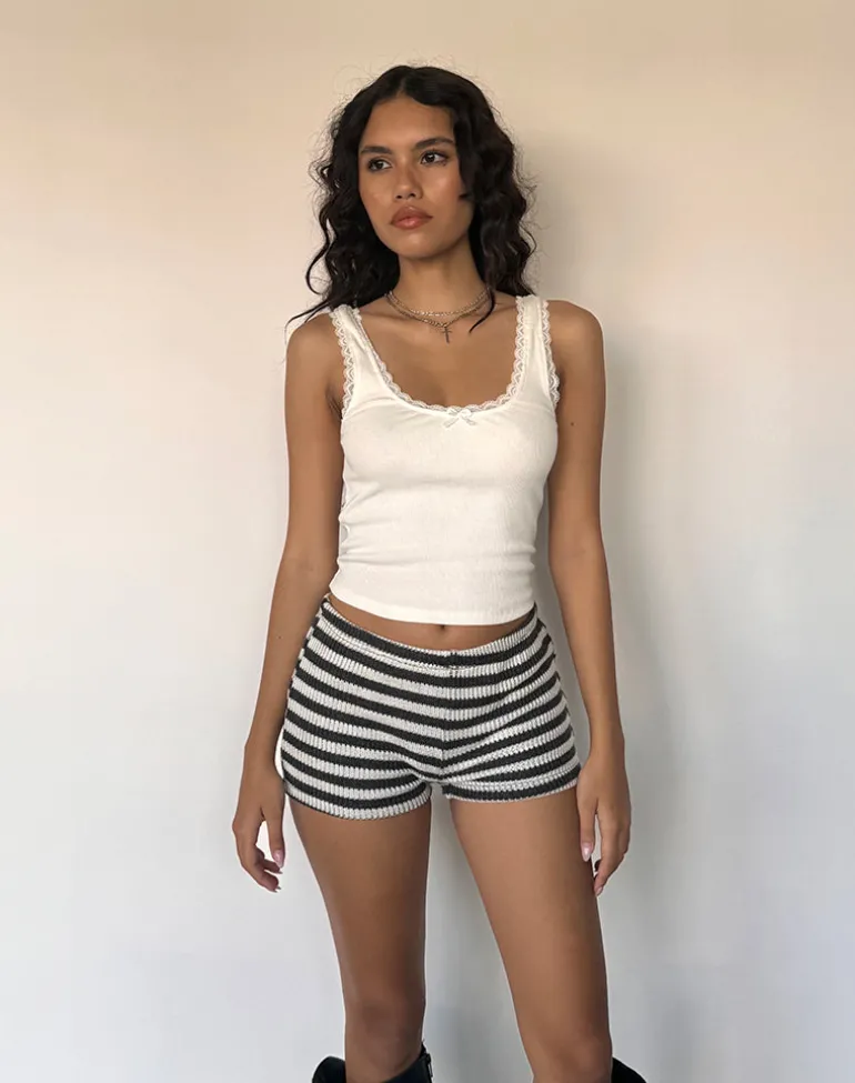Nikaya Shorts in Stripe Knit Black and White