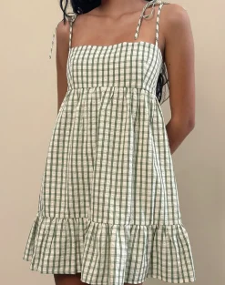 Nikita Mini Dress in Green Check
