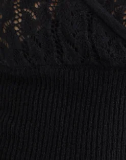 Nilara Wrap Top in Pointelle Knit Black