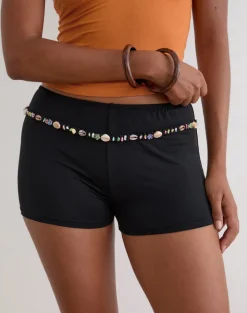 Nilo Micro Short with Shell Trim in Cupro Black