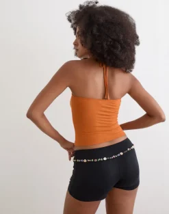 Nilo Micro Short with Shell Trim in Cupro Black