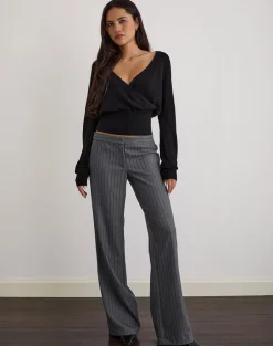 Nilza Wrap Top in Knit Black