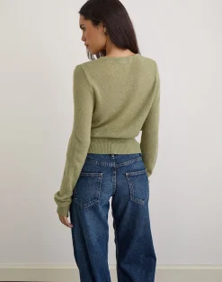 Nilza Wrap Top in Knit Sage Green