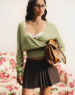 Nilza Wrap Top in Knit Sage Green