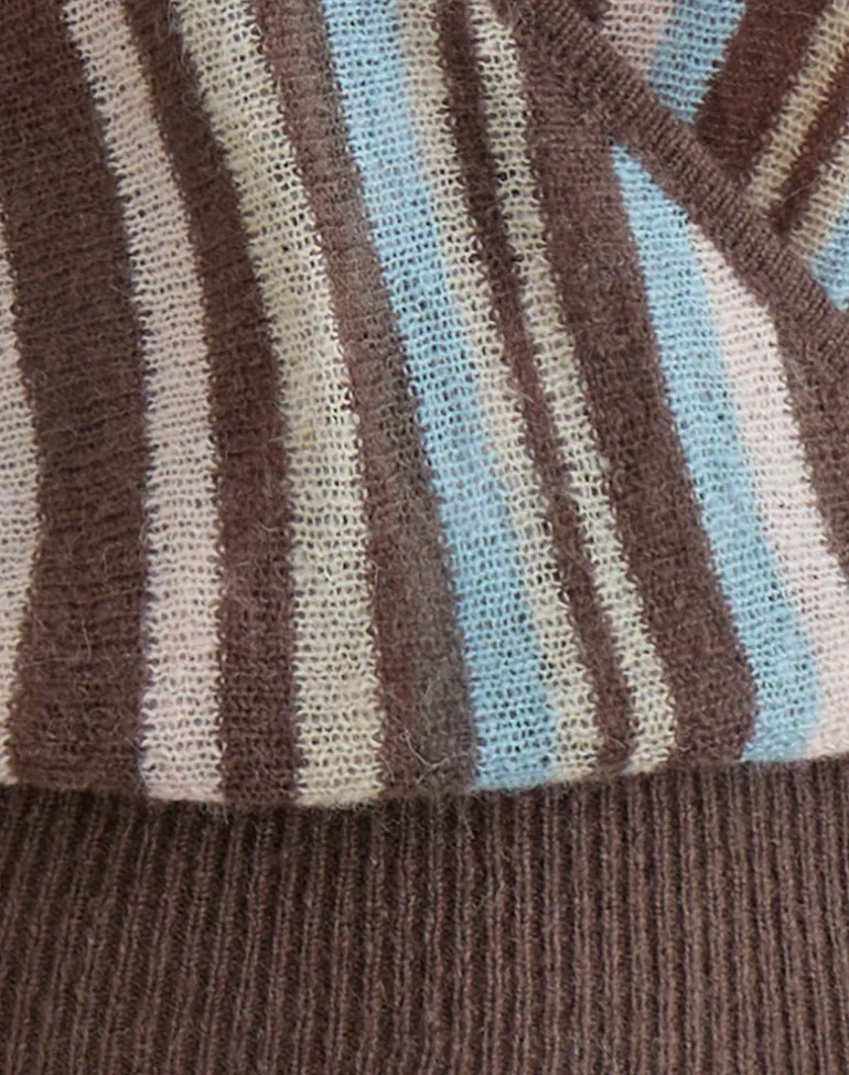 Nilza Wrap Top in Knit Stripe Brown