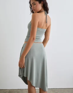 Nina Beaded Halter Top in London Fog