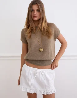 Ninon Mini Skirt in Poplin White