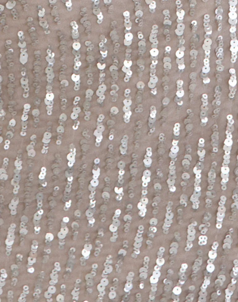 Nirado Mini Skirt in Chiffon Sequin Nude