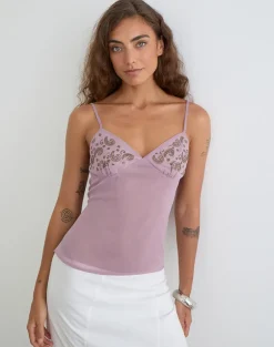 Nisara Cami Top in Dusty Mauve with Coma Studs