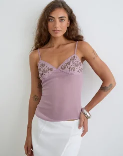Nisara Cami Top in Dusty Mauve with Coma Studs