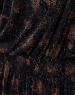Nisha Long Sleeve Mini Dress in Black with Bronze Shimmer