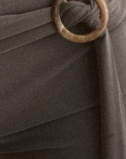 Nivaya Micro Short with Wrap Belt in Cupro Dark Brown