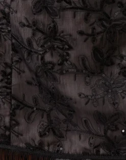 Nivia Mini Skirt in Tassle Floral Chiffon Sequin Black