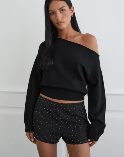 Nivra Short in Diamante Tailoring Black