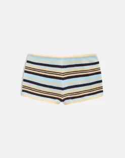 Niyara Short in Stripe Yellow Blue Brown