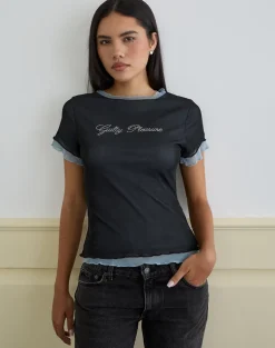 Noburia Top in Black Blue Guilty Pleasure Hot Fix