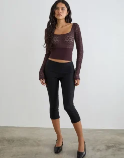 Nolita Ribbed Waist Top in Lace Dark Plum