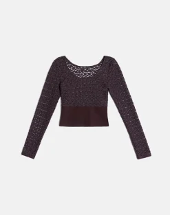 Nolita Ribbed Waist Top in Lace Dark Plum