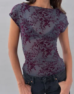 Nova Top in Fine Leaf Flock Smoke Grey