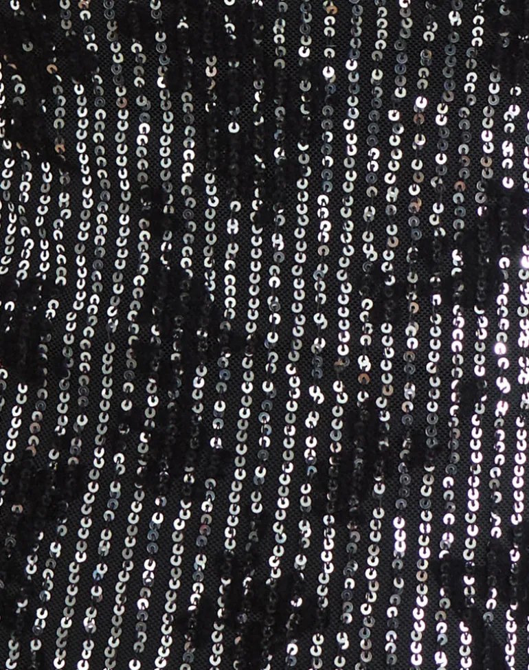 Nova Top in Floral Sequin Black