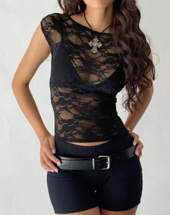 Nova Unlined Lace Top in Black