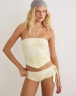 Nulhi Tankini in Pale Yellow with Vintage Bloom Print