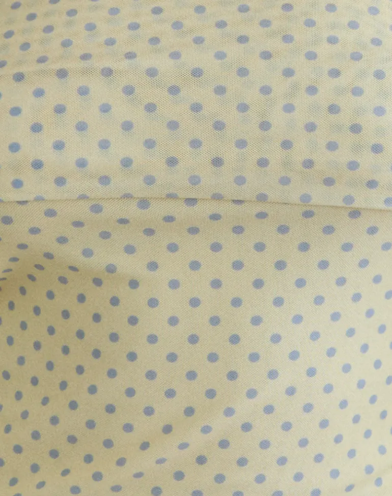 Nunik Halterneck Top in Yellow with Compact Grey Polka