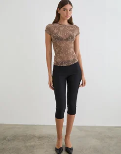 Nuovo Top in Leafy Flock Dark Taupe