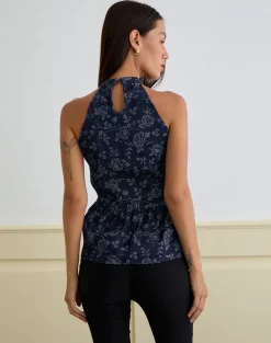 Obrix Top in Chambray Indigo Rose
