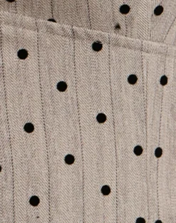 Odin Vest Top in Beige with Polka Pinstripe