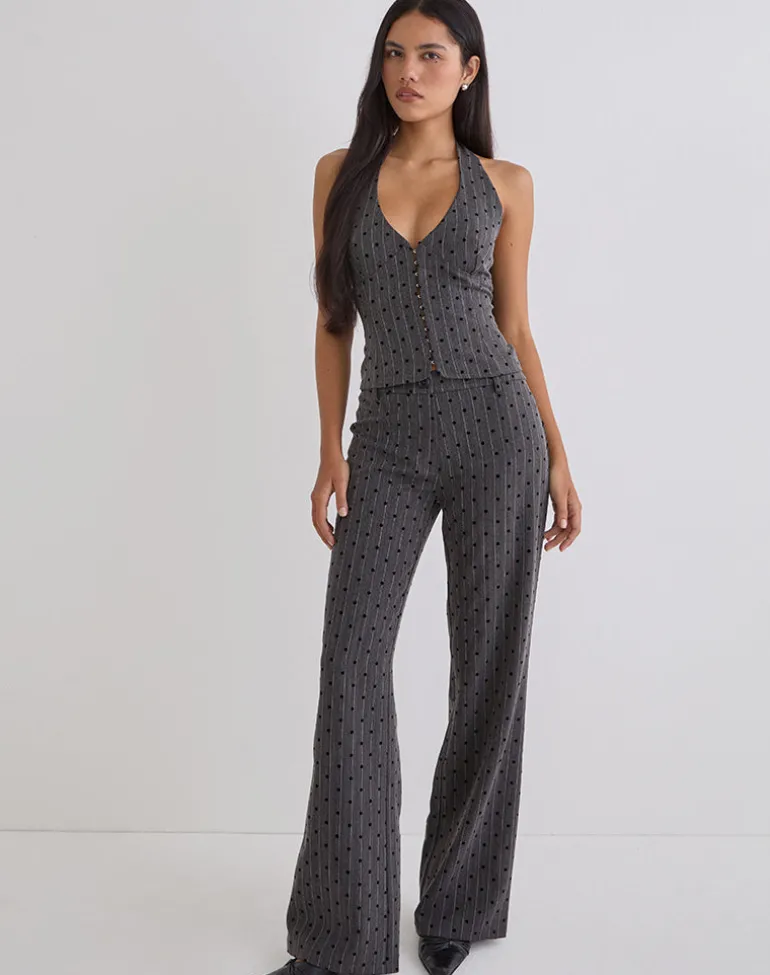 Odin Vest Top in Charcoal with Polka Pinstripe