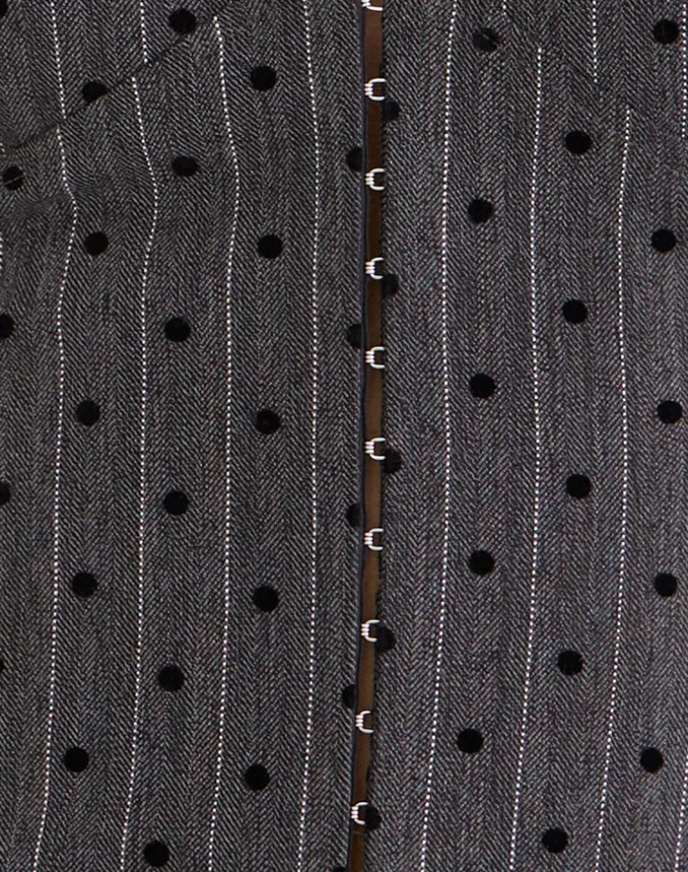 Odin Vest Top in Charcoal with Polka Pinstripe
