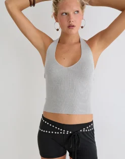 Oliga Short with Studs and Wrap Tie in Black